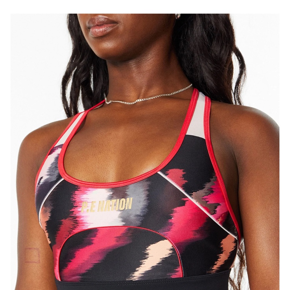 P.E Nation Dynamic Pink and Black Sports Bra
